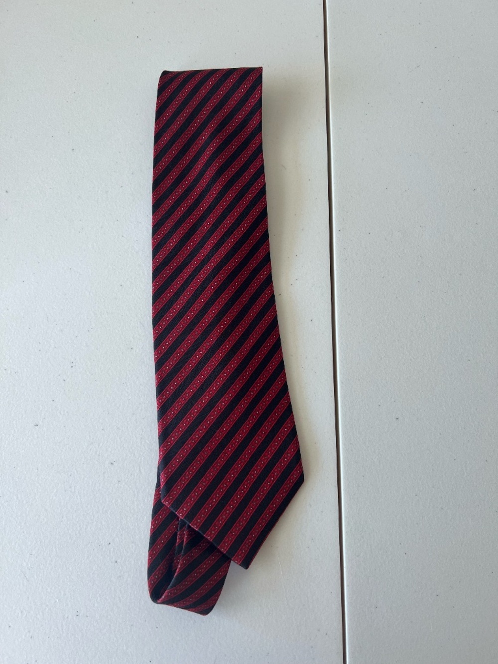 Minty Stefano Ricci Black & Red Repp Stripe Smooth & Plush Silk Tie